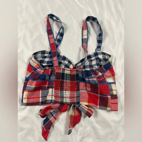 Abercrombie & Fitch Plaid Bralette Crop Top XS Multicolor Strappy - Picture 8 of 9